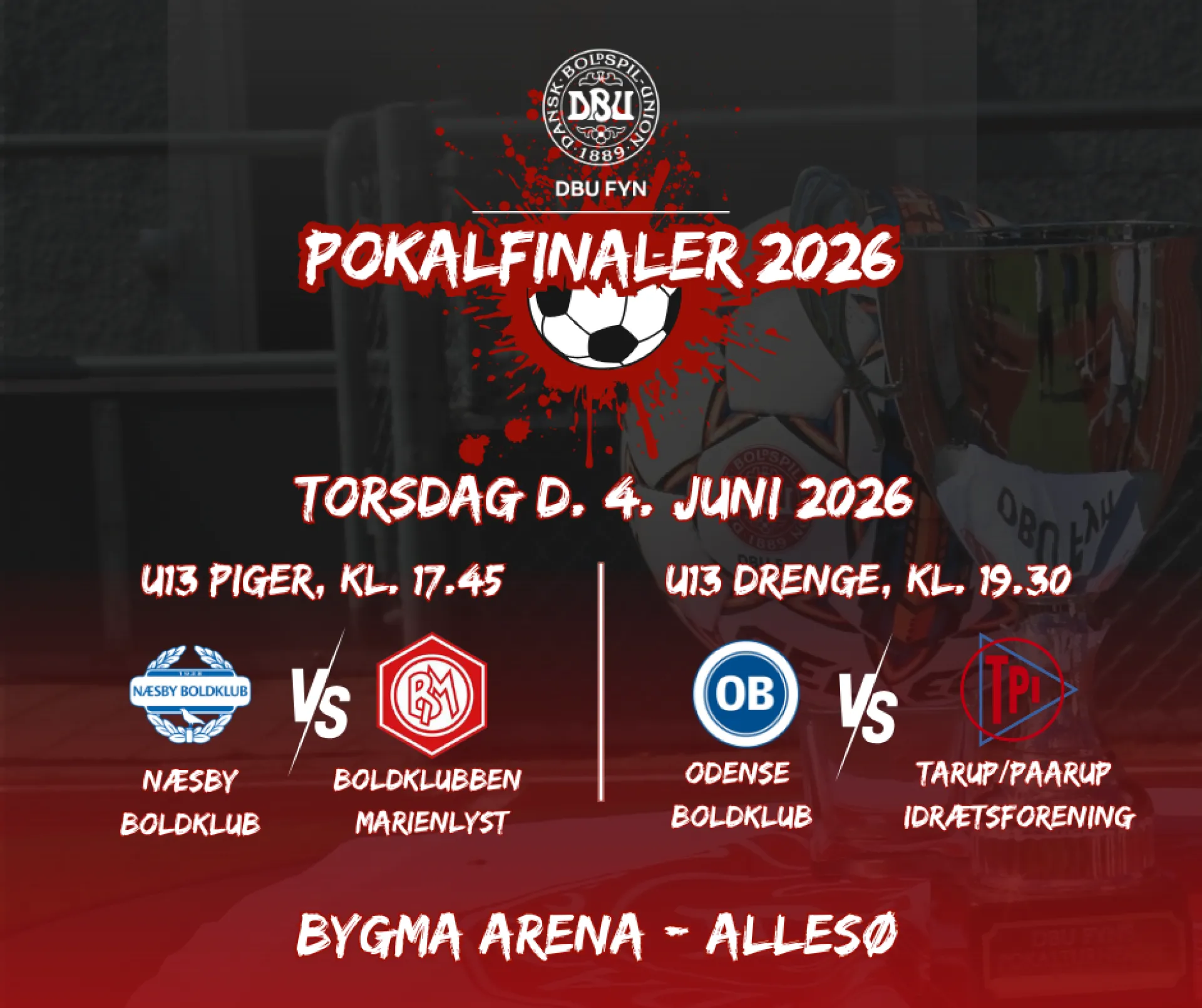 U13 POKALFINALER KOMMER TIL BYGMA ARENA HOS ALLESØ FODBOLD!